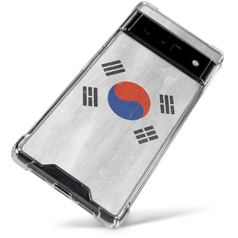 South Korean Flag Distressed Google Pixel 6 Clear Case